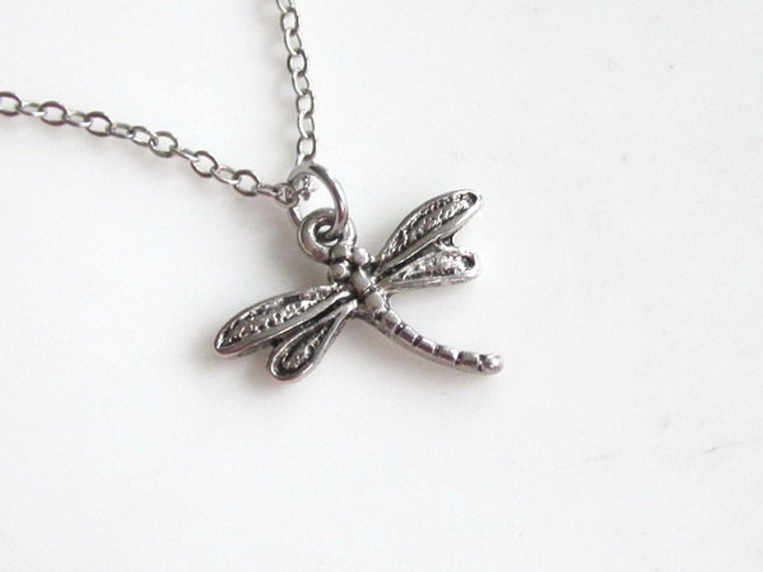 Dragonfly Necklace Silver Boho Simple Minimalist Sea Necklace - Etsy