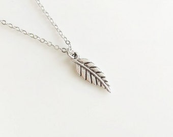 Leaf Necklace Silver Boho Simple Minimalist Sea Necklace Bridesmaid Wedding 4211