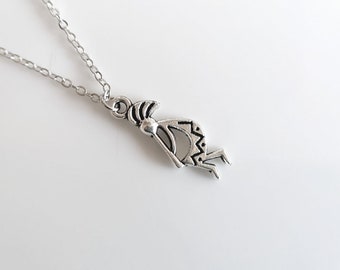 Kokopelli flute player Necklace Silver Boho Simple Minimalist Sea Necklace Bridesmaid Wedding 4982