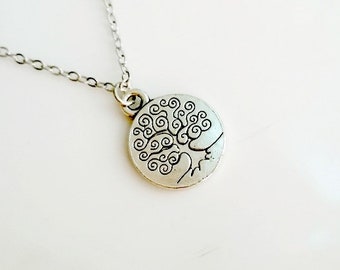 Tibetan Tree Necklace Silver Boho Simple Minimalist Love Necklace Bridesmaid Wedding 4239