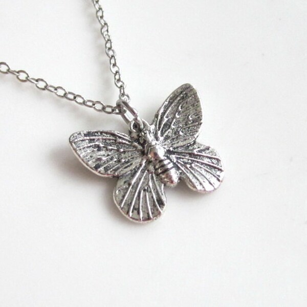 Butterfly Necklace Silver Boho Simple Minimalist Sea Necklace Bridesmaid Wedding 4219