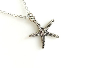 Starfish Necklace Silver Boho Simple Minimalist Necklace Bridesmaid Wedding 4215