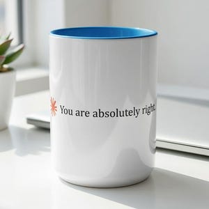 Claude AI-inspirerad mugg, Du har helt rätt programmerare-gåva, utvecklarkaffekopp, kodnings- och teknikentusiast sarkastisk humormugg