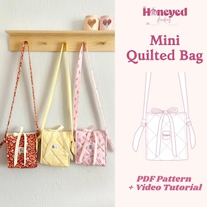 Mini Quilted Bag Pattern, Beginner Friendly, Video Tutorial & PDF Instant Download, Sewing Pattern Puffy Bag, Crossbody Bag Pattern