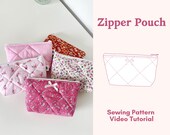 Zipper Pouch Sewing Pattern, Beginner Sewing Pattern with Video Tutorial, Quilted Coin Purse PDF Download