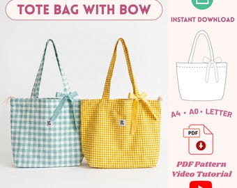 Tote Bag Sewing Pattern Pdf, Zippered Market Bag with Full Video Tutorial, Shopping Bag Pattern, Instant Download