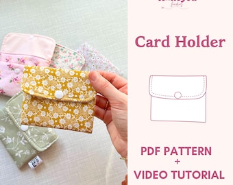 Card Holder Sewing Pattern, Video Tutorial + PDF Download, Beginner Mini Wallet