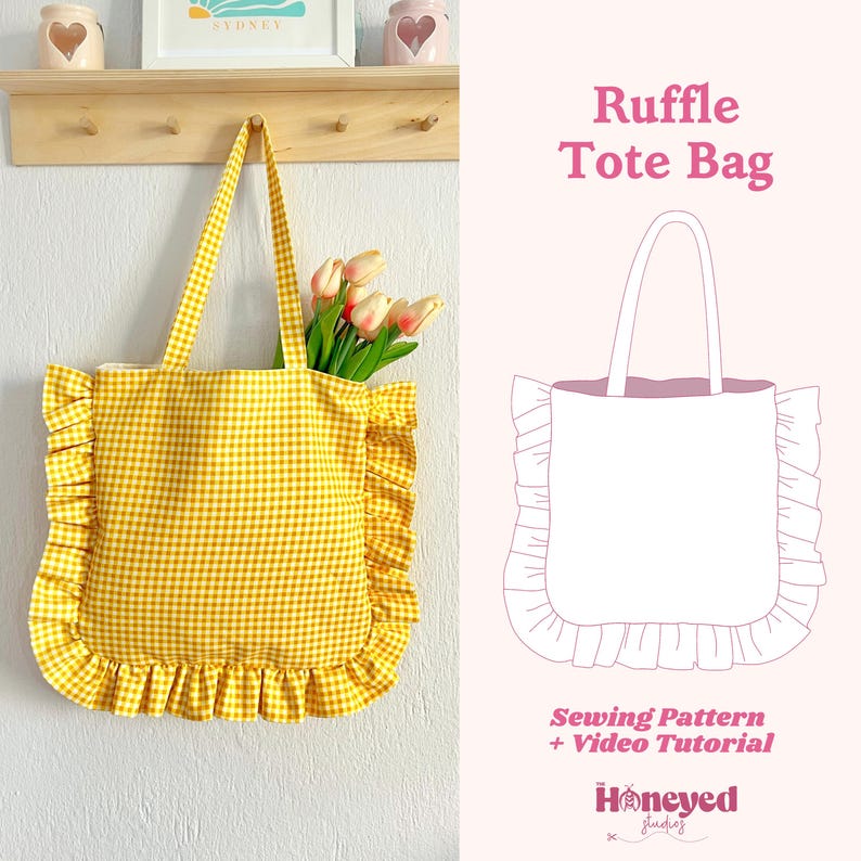 Ruffle Tote Bag Sewing Pattern: DIY Shoulder Bag With Video Tutorial ...