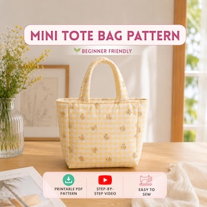 Mini Quilted Bag Sewing Pattern PDF, Beginner Friendly Purse Video Tutorial, Shoulder Bag Pattern