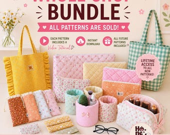 38+ Sewing Pattern Bundle PDF, Tote Bag Wallet Pouch Patterns, Free Lifetime Updates, Sewing Guides With Video Tutorials, Instant Download