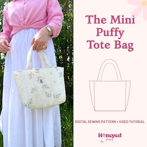 Easy Bag Sewing Pattern, Beginner Friendly Puffy Bag Pattern, Puffy Tote Bag Pattern, Video Tutorial, Easy PDF Pattern, Tote Bag PDF Pattern
