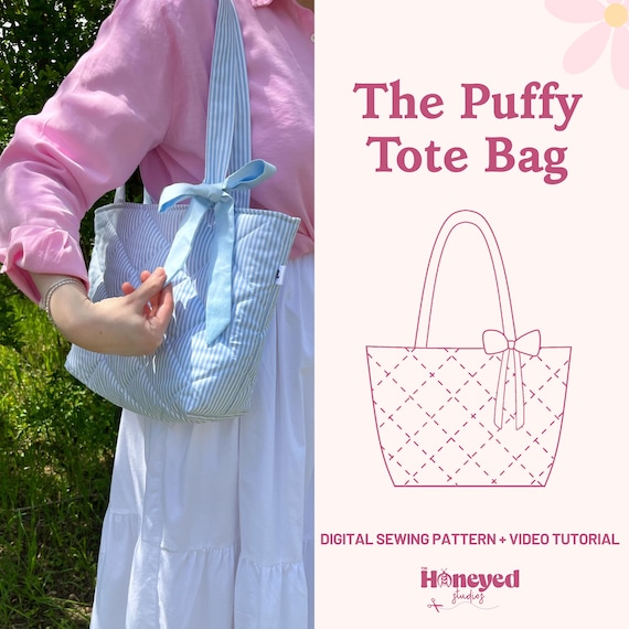 Tote Bag Sewing Pattern, Quilted Bag Pattern, Easy Sewing Video Tutorial, PDF Download Beginner Friendly