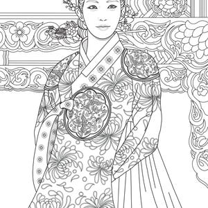 Joseon Queen - Korean queen dressed in traditional hanbok during the Joseon Dynasty. 1 page.