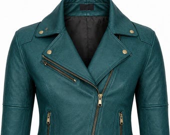 Genuine Sheep Leather Biker Jacket, Distressed Slim Fit Motorcycle Coat