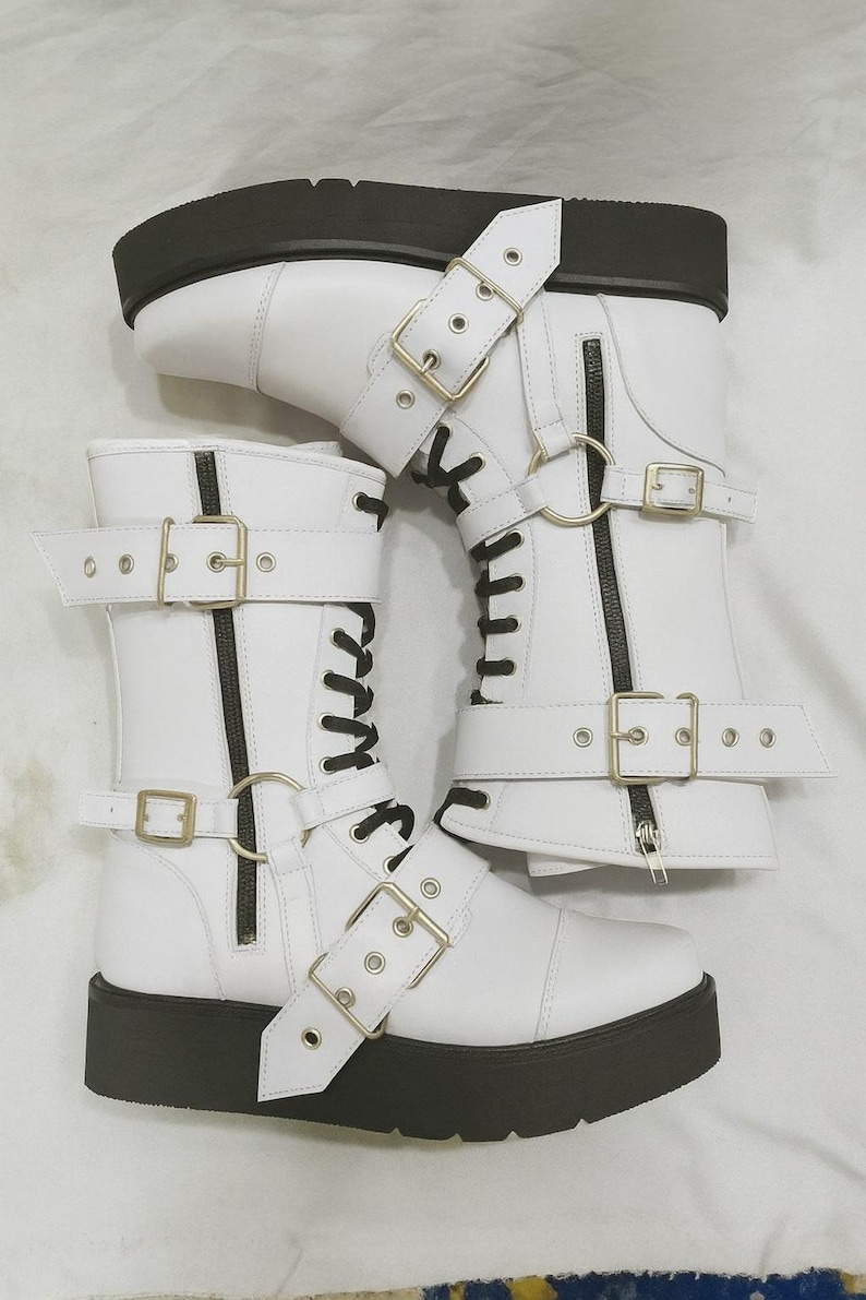 Leather Wrestling Boots Black | Pro Wrestling Shoes with Buckles & Straps image 13