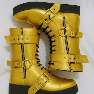Leather Wrestling Boots Black | Pro Wrestling Shoes with Buckles & Straps image 12