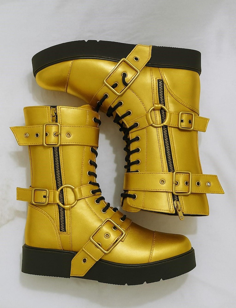 Leather Wrestling Boots Black | Pro Wrestling Shoes with Buckles & Straps image 12