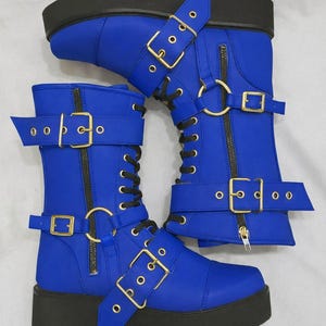 Leather Wrestling Boots Black | Pro Wrestling Shoes with Buckles & Straps image 10