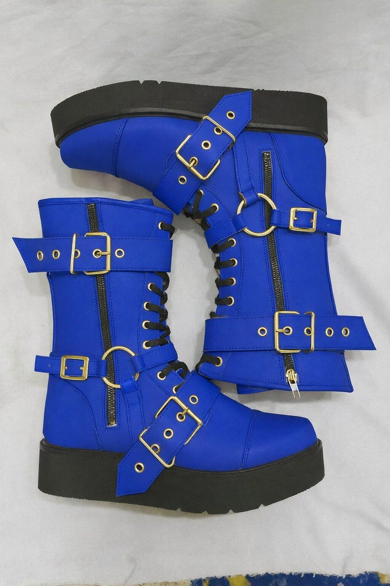 Leather Wrestling Boots Black | Pro Wrestling Shoes with Buckles & Straps image 10