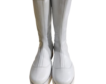 ro Wrestling Boots White Leather | Handmade Custom Combat Back Zip Shoes