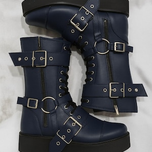Leather Wrestling Boots Black | Pro Wrestling Shoes with Buckles & Straps image 7