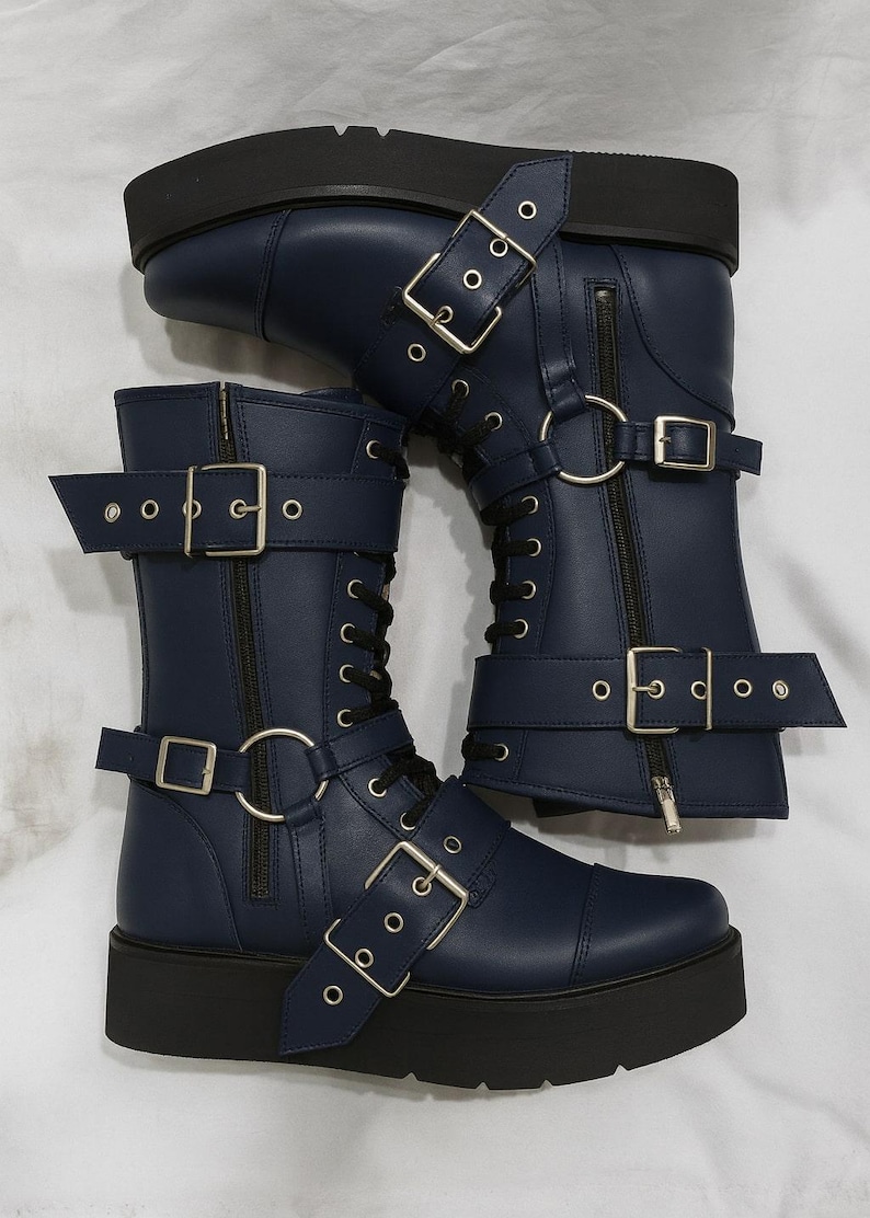 Leather Wrestling Boots Black | Pro Wrestling Shoes with Buckles & Straps image 7