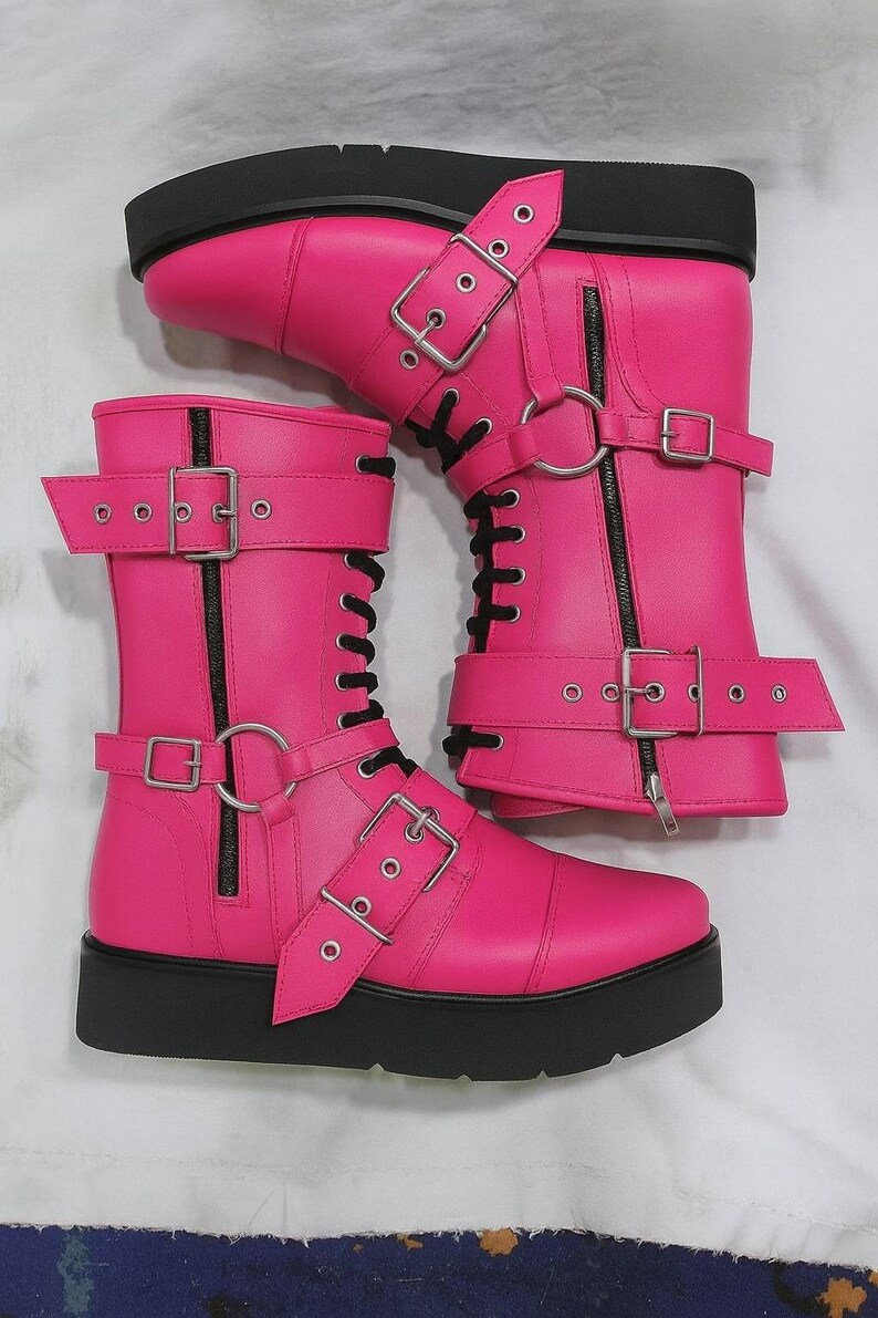 Leather Wrestling Boots Black | Pro Wrestling Shoes with Buckles & Straps image 11