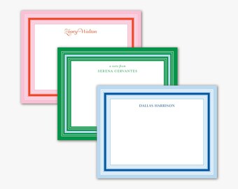 Personalized Bold Stripes Notecard Set – Custom Stationery Gift