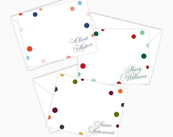 Confetti Personalized Striped Notecard Set: Colorful Stationery with Envelopes