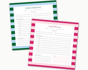 Striped Daily Planner Notepad: Personalized Organizer, 8x8, 50/100 Sheets