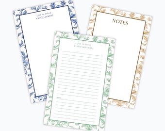 Toile Personalized Notepad: Elegant Stationery Gift (5.5 x 8.5, 50/100 Sheets, Lined/Unlined