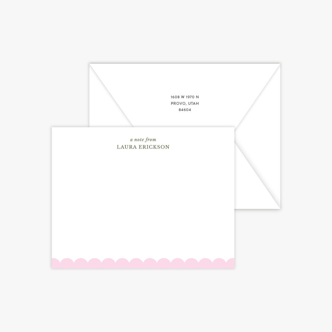 Personalized Scallop Stationery Set: Custom Flat Notecards With ...