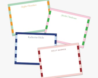 Stripes Personalized Notecard Set: Custom Stationery, Ink & Envelope Choices
