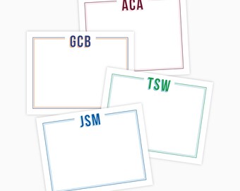 Personalized Monogram Notecard Set: Colorful Stationery with Envelopes