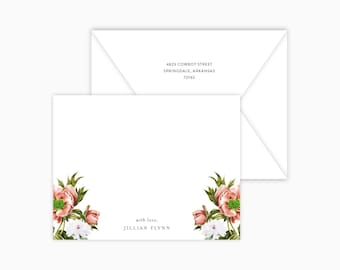 Botanical Personalized Notecard Set: Floral Stationery, Thank You Notes