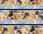 Faithful Friends Puppies Dogs Border Northcott Quilt Fabric by the yard