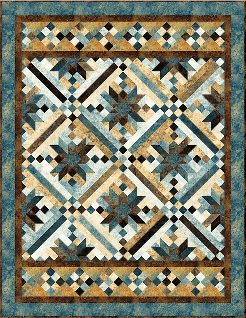 Smokey River Stonehenge Blue Planet Quilt Fabric 76 x 97