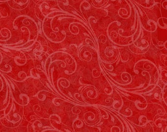 Red Swirls Holiday Homecoming Christmas Quilt Fabric by the 1/2 yard