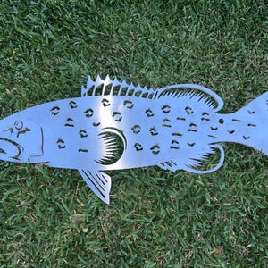 Waterjet Cut Grouper Fish – Handmade Coastal Metal Sign