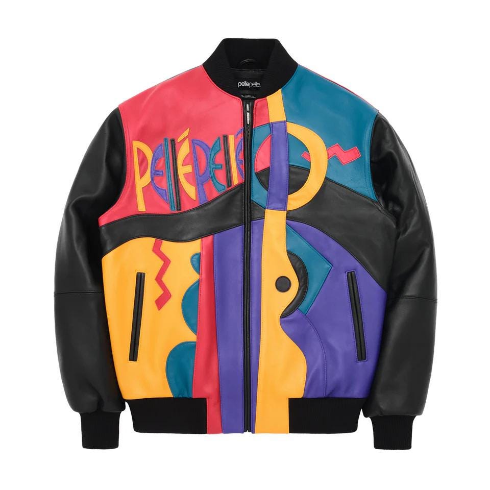 トップス 90s- pellepelle trackjacket print hiphop VTG Music Pelle Pelle Marc Buchanan Leather Jacket Size XL