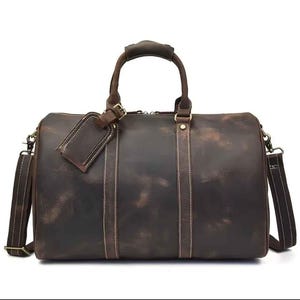 New Leather Antique Duffle Bag – Vintage Style Travel Bag | Handmade Full Grain Leather Gym  Overnight Bag for Men & Women | Weekender Tote