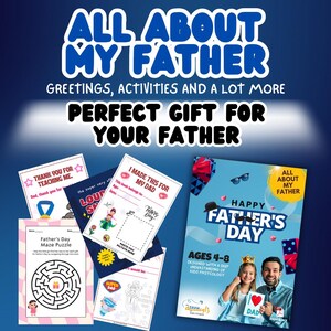 Livro para imprimir "Tudo sobre meu pai" | Páginas para colorir e atividades para o Dia dos Pais | Presente infantil para o pai | Livro de memórias faça você mesmo | Download instantâneo