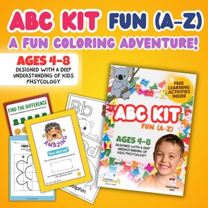 Páginas para colorear del abecedario para niños / 26 hojas imprimibles del alfabeto de la A a la Z / Aprende las letras con objetos divertidos / Actividad educativa para preescolares y niños pequeños