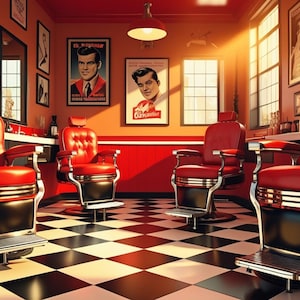 Retro Barber Shop Digital Print