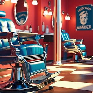 Vintage Barber Shop Chair Digital Print