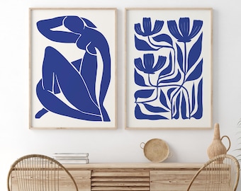 Granatowe odbitki Henri Matisse'a, kobiece ciało i sztuka kwiatowa (pobranie cyfrowe)
