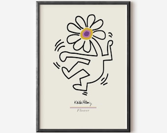 Keith Haring Flower Print: Exhibition Wall Art (Digital Download)