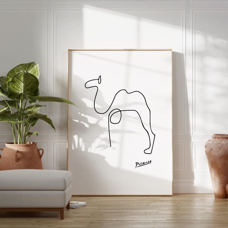 Pablo Picasso Prints, Picasso Camel Print, One Line Drawing, Minimalist ...