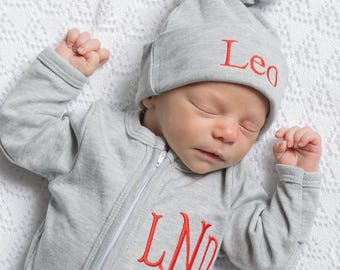 Newborn Boy Coming Home Outfit Embroidered Baby Clothes Outfit With Name Gift For Baby Boy  Custom Baby Clothing Hospital Outfit