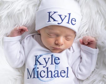Coming Home Outfit For Baby Boy, Newborn Gift , Embroidered Baby Clothing , Outfit With Name